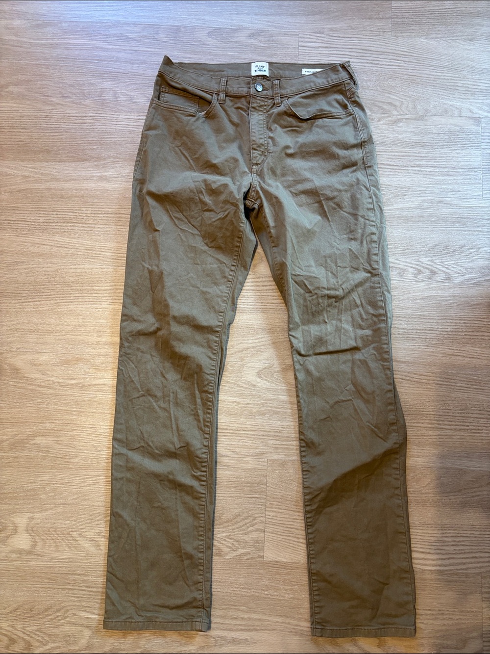 Flint & Tinder Men's 32x34 (32x32) 365 5-Pocket Pants HB Straight Fit Pant Khaki